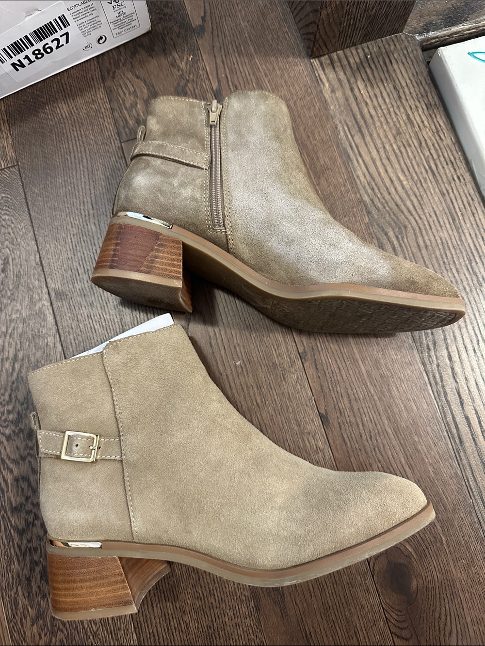 Aldo Serrafina Suede Leather Ankle Bootie with Buckle Strap - Taupe - Picture 5 of 13